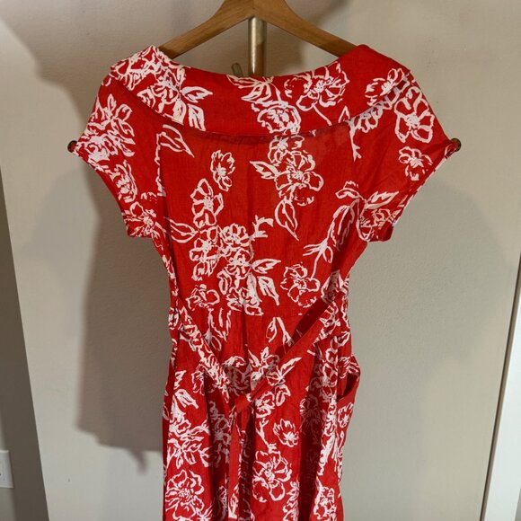 Free People A Thing Called Love Linen Floral Midi Dress in Red Womens 4 - *NWT!* - Picture 9 of 12